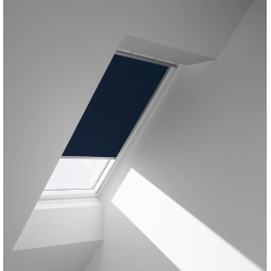 Store fenêtre de toit VELUX occultant manuel bleu foncé DKL PK06, cadre gris