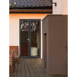 Porte-fenêtre à clé alu Essentiel H.205 x l.120 cm gris ant. 2 vantaux