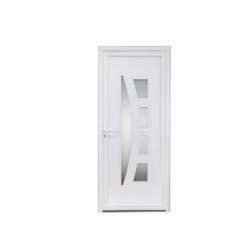 Porte d'entrée PVC Riwa Essentiel H.215 x l.90 cm vitrée blanc, poussant droit