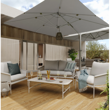 Parasol double Sombra NATERIAL gris, L.300 x l.300 cm