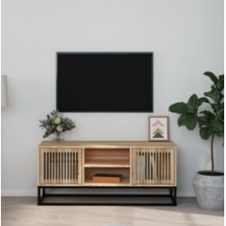 Meuble TV 105x30x45 cm bois d'ingénierie et fer
