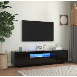 vidaXL Meuble TV avec lumières LED Noir 160x35x40 cm