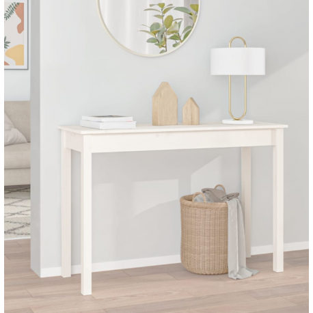 Table console Blanc 110x40x75 cm Bois massif de pin