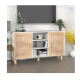 Buffet Blanc 105x30x60 cm Bois de pin massif et rotin naturel