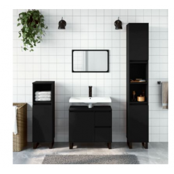 Armoire de salle de bain noir 65x33x60 cm bois d'ingénierie