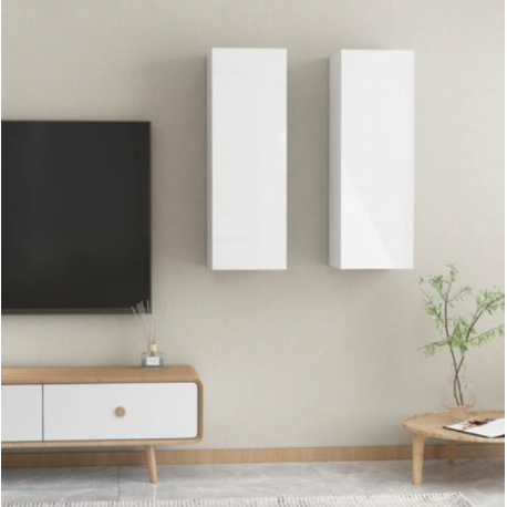 Meubles TV 2 pcs Blanc brillant 30,5x30x90 cm Bois d’ingénierie