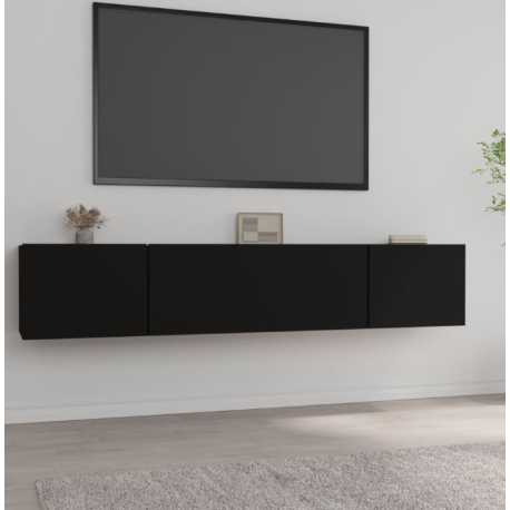 Meubles TV 2 pcs Noir 80x30x30 cm Bois d'ingénierie