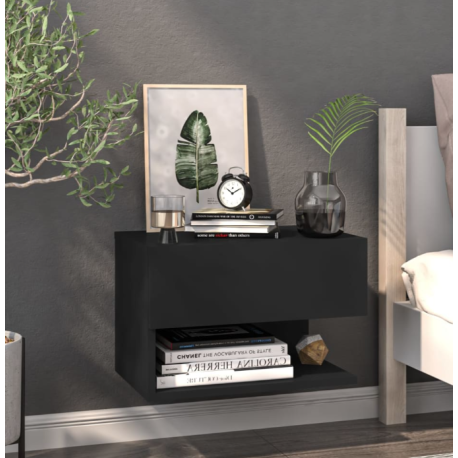 Tables de chevet murales 2 pcs Noir