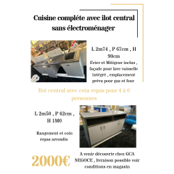 Cuisine complète avec ilot central sans électroménager