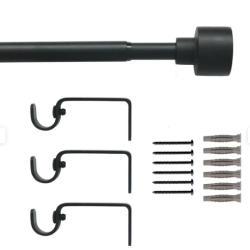 Kit de tringle à rideau Duplo Diam.19 mm noir 160 à 300 cm