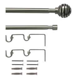 Kit de tringle à rideau Elip Diam.19 mm nickel 120 à 210 cm