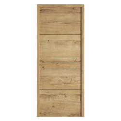 Bloc-porte fin de chantier Séville chêne nervuré H.204 x l.83 cm, poussant droit