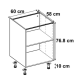 Caisson bas de cuisine DELINIA ID gris H.76.8 x l.60 x P.58 cm