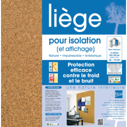 Carton de 4 plaques liège mur et plafond Lm 5510 SDL l.0.5 x L.0.5 m x Ep.10 mm